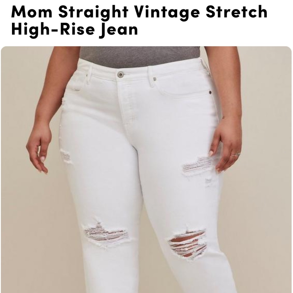 Torrid Mom straight, vintage stretch high-rise white jeans 20R new with tags